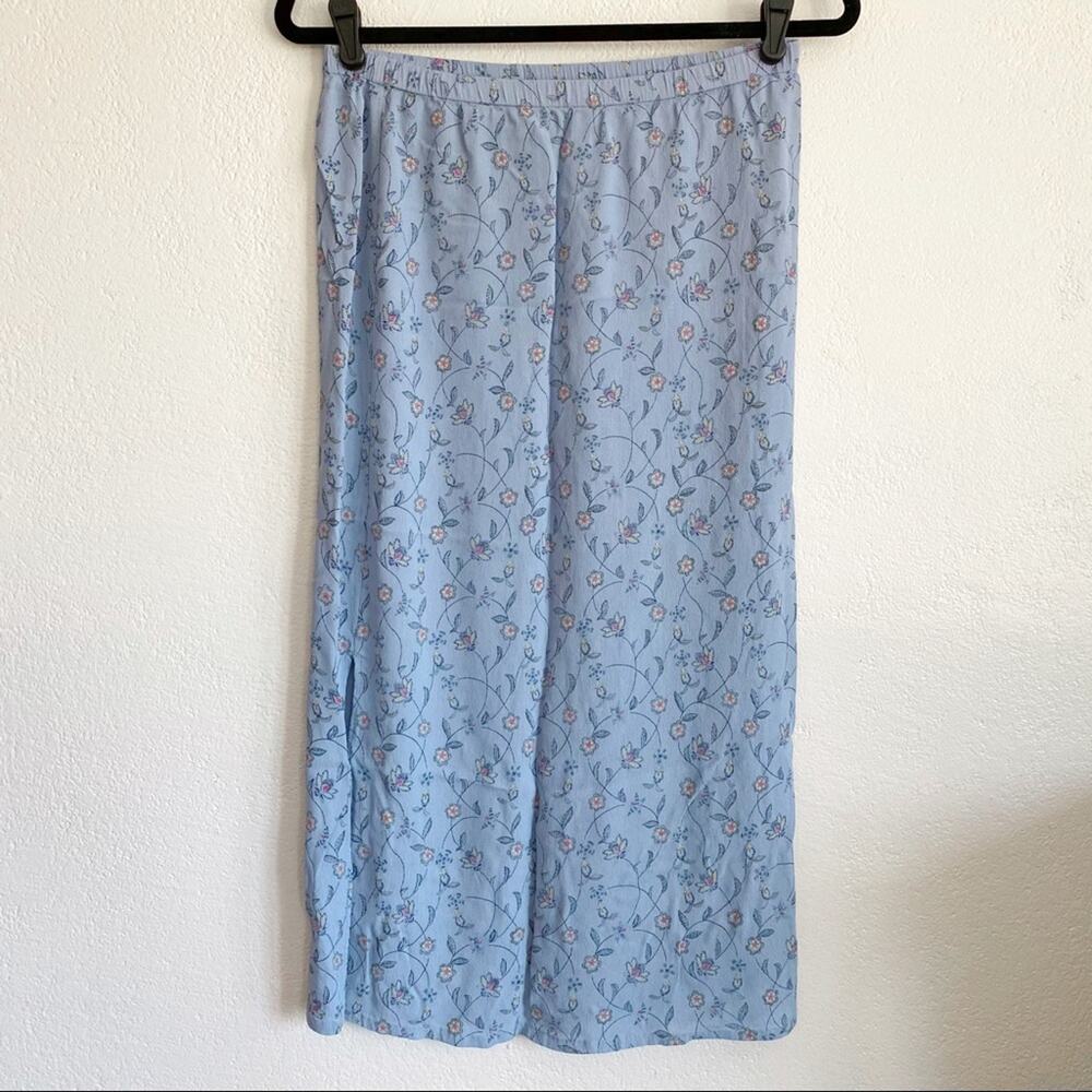 Cherokee Light Blue Floral Elastic Waist Skirt Size Small